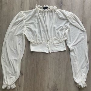 Peasant style puff sleeve crop top